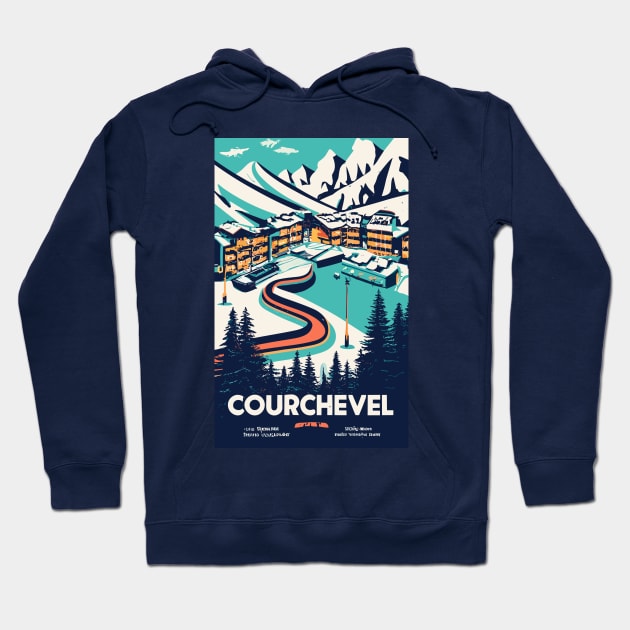 A Vintage Travel Art of Courchevel - France Hoodie by goodoldvintage